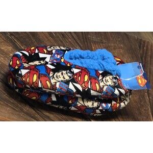 New DC Comics Superman Fuzzy Babba Slipper Socks Kids M/L -Size 13-4